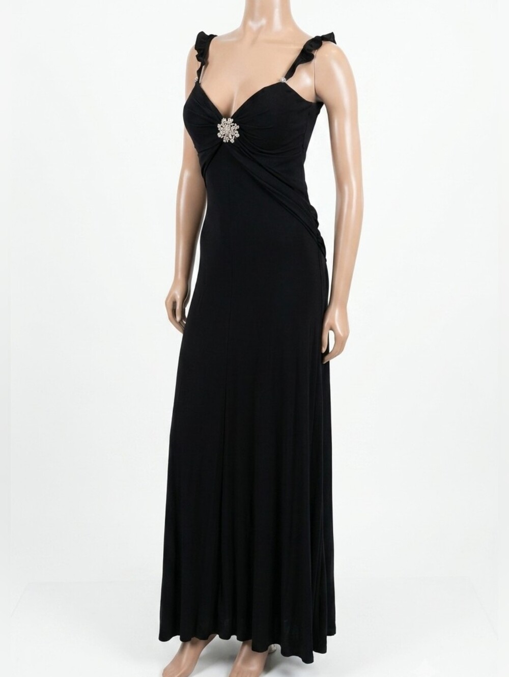 Marc Bouwer Glamit! Formal Maxi Gown Black Sleeveless Rhinestone Wedding Prom 10